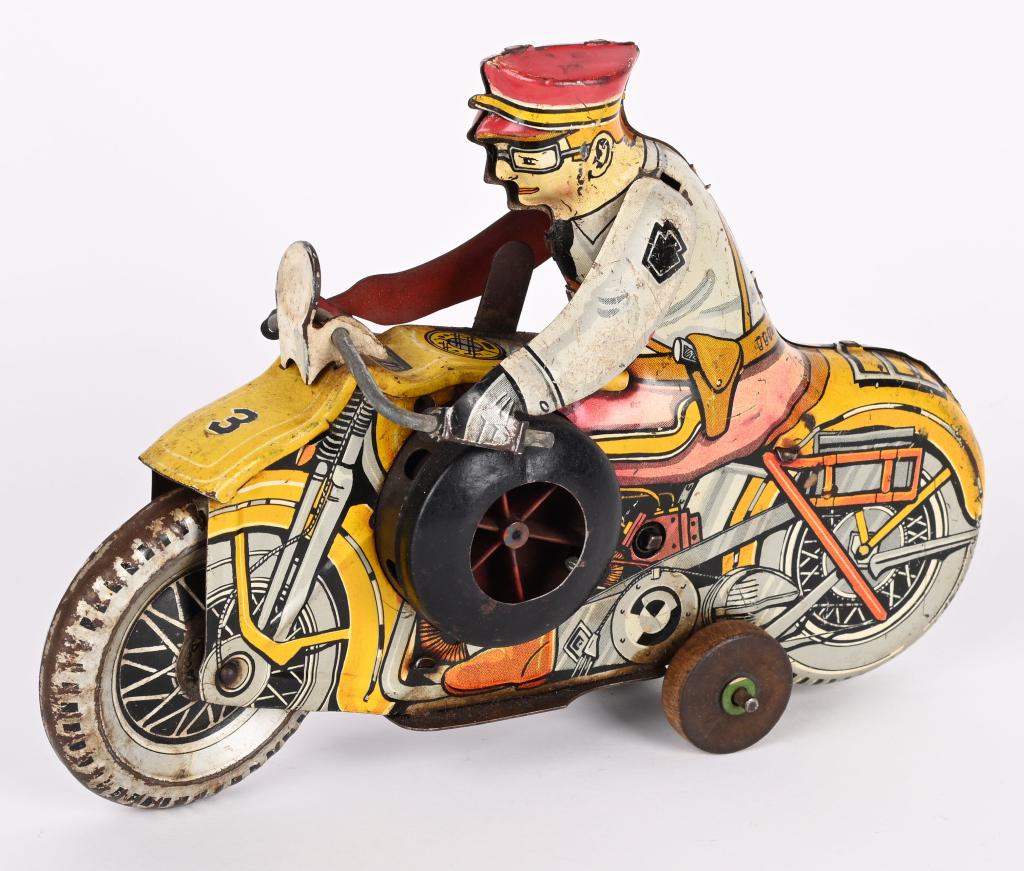 MARX TIN WINDUP ROOKIE COP MOTORCYCLE (1 of 3)