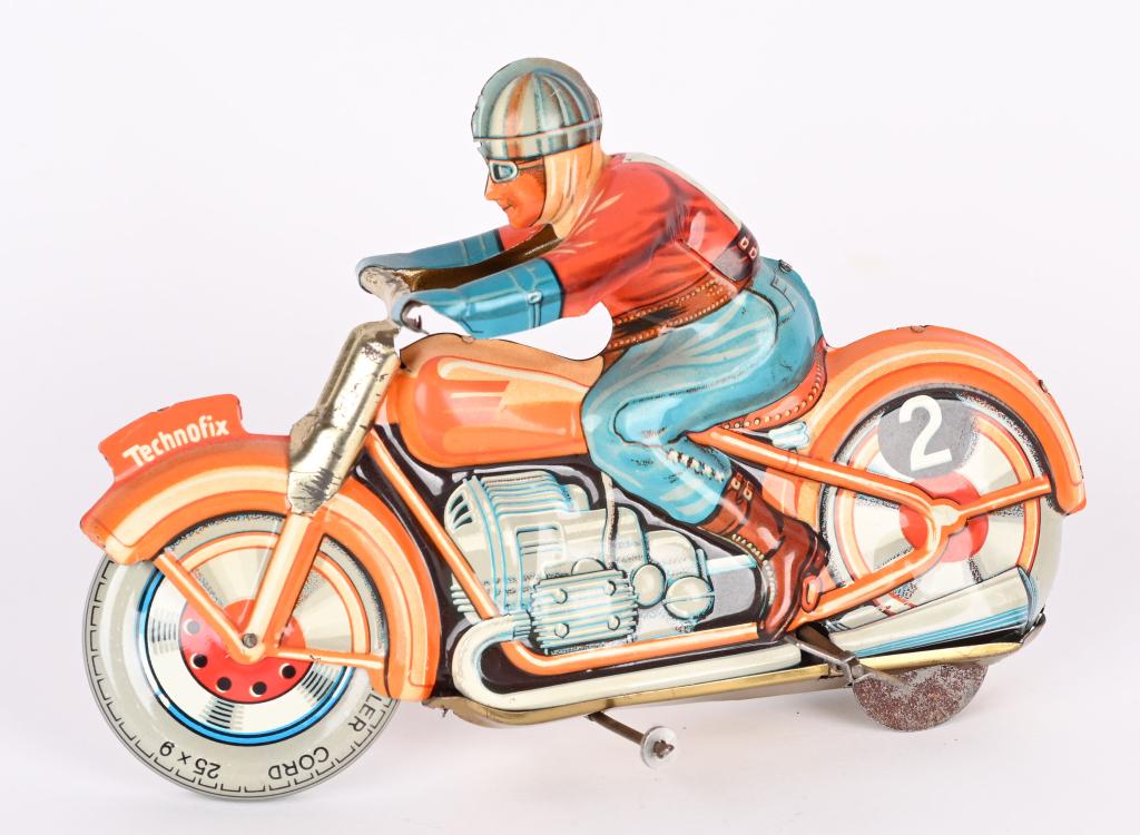 TECHNOFIX TIN WINDUP #2 RACER MOTORCYCLE (1 of 3)