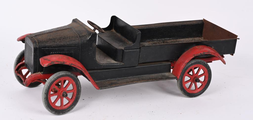 BUDDY L PRESSED STEEL EXPRESS TRUCK: Buddy L pressed steel Express Truck. Original condition with some red period accents. 24" Very Good