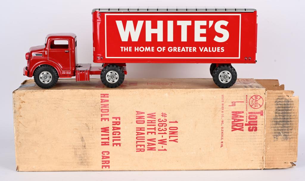 MARX PRESSED STEEL WHITE'S SEMI TRUCK w/ BOX (1 of 4)
