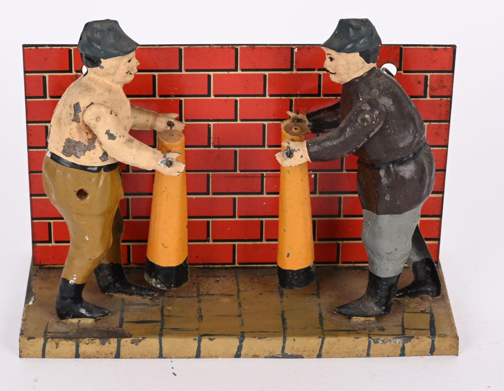 GERMAN STEAM TOY MEN CRACKING UP THE STREET (1 of 4)