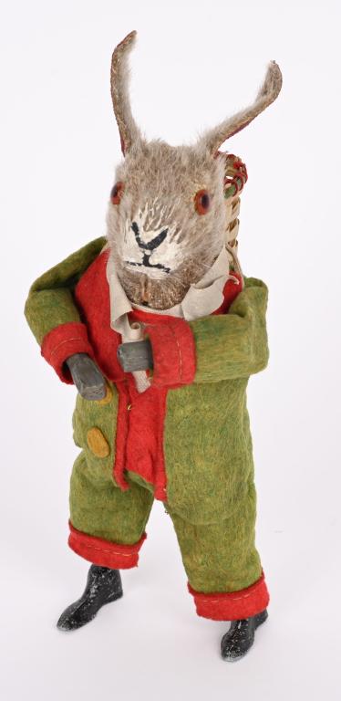 GERMAN WINDUP LEAD FOOT EASTER RABBIT w/ BASKET (1 of 4)