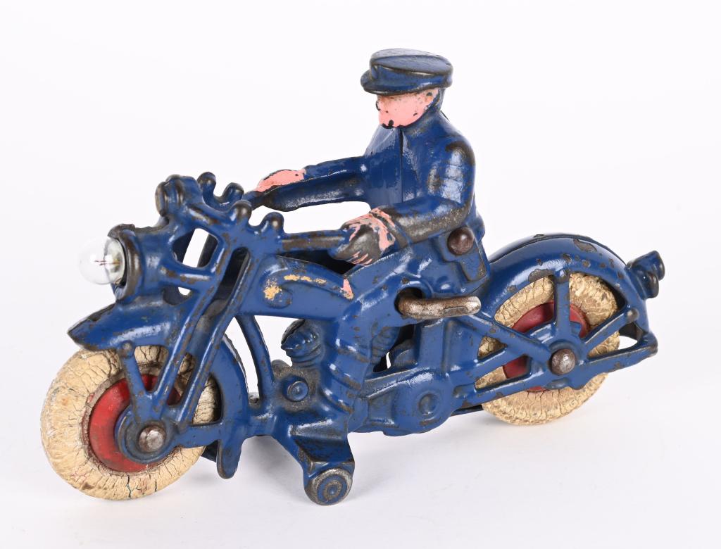 HUBLEY CAST IRON ELECTRIC HEADLIGHT MOTORYCLE (1 of 4)