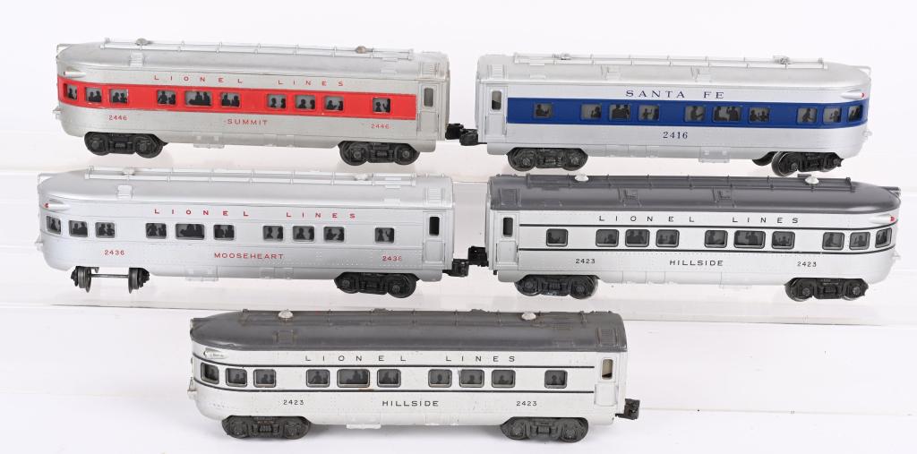 LIONEL PASSENGER CARS: Includes 2-2423, 2446, 2416, and 2436. Excellent