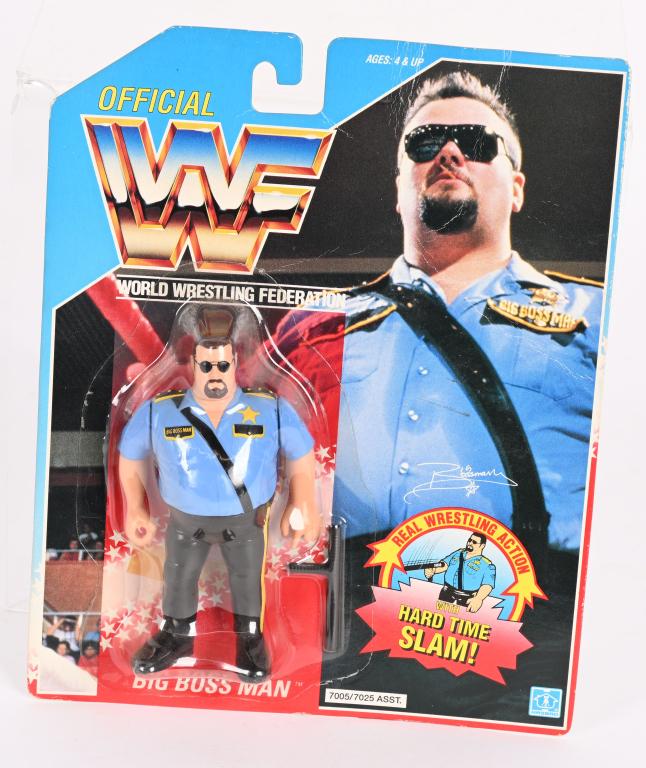 1990 HASBRO WWF BIG BOSS MAN ACTION FIGURE MOC: 1990 Hasbro WWF Big Boss Man Action Figure. Sealed on Card