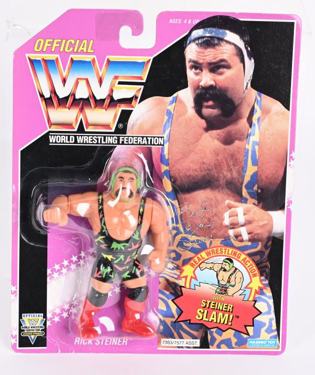 1990 HASBRO WWF RICK STEINER ACTION FIGURE MOC: 1990 Hasbro WWF Rick Steiner Action Figure. Sealed on Card