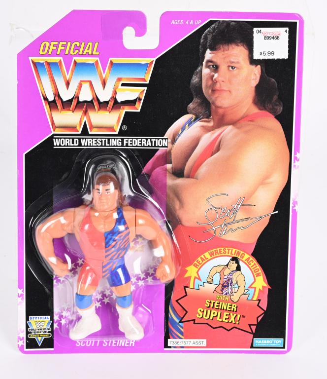 1990 HASBRO WWF SCOTT STEINER ACTION FIGURE MOC: 1990 Hasbro WWF Scott Steiner Action Figure. Sealed on Card
