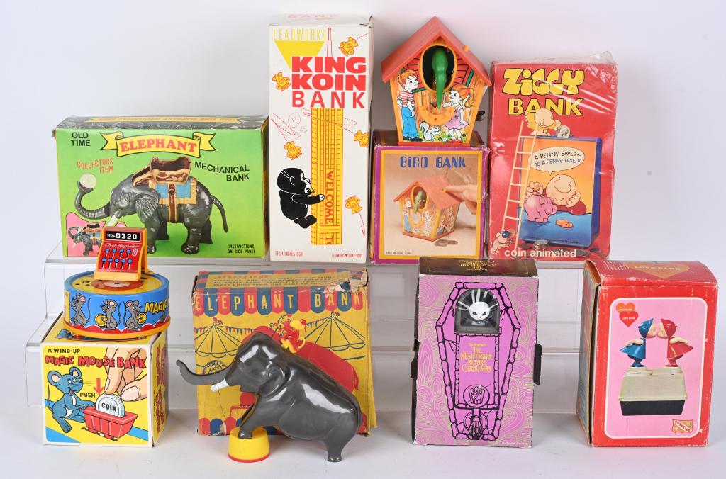 8-MECHANICAL BANKS w/ BOXES (1 of 5)