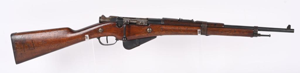 FRENCH CONTINSOUZA MLE M.16 BERTHIER CARBINE: SERIAL: AB9858. BARREL: 18". CALIBER: 8MM LEBEL. MANUFACTURED: 1918. While the receiver is Continsouza production, this rifle was most likely assembled at the Chattelerault arsenal in 1918-19. Barrel 