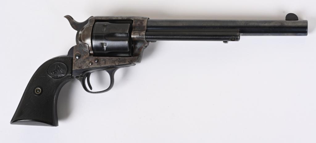 ANTIQUE COLT SAA REVOLVER: SERIAL 152339. BARREL 7.5". CALIBER 45 COLT. MADE IN 1893. Standard blue and case color finish with gutta percha grips. There is a Colt work order number 1234B stamped inside the frame and the cylinde