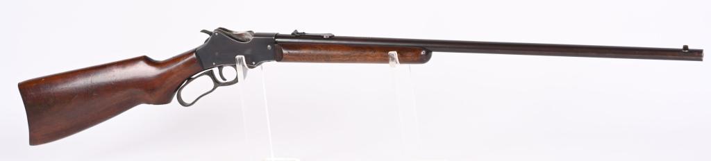 SCARCE MOSSBERG LEVER ACTION S.S. 22 RIFLE: SERIAL 437. BARREL 24". CALIBER .22 RF. Rarely seen Mossberg built on a Martini type action, single shot, round barrel, flat top rear sight, blue finish, plain pistol grip walnut stock with smooth ste