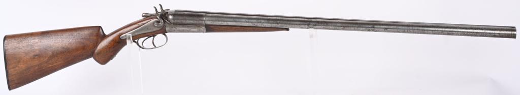 H. PIEPER 10 GA DOUBLE HAMMER SHOTGUN: SERIAL NUMBER 21769 30" CALIBER 10 GAUGE MANUFACTURED BELGIUM. Belgian proofed barrels and action with pistol grip butt stock and splinter forearm. Unique Damascus barrels with fluid steel chambers an