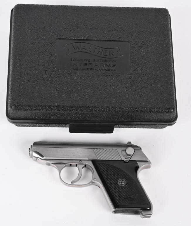INTERARMS WALTHER STAINLESS TPH .22LR PISTOL: SERIAL NUMBER T011659 BARREL 2 3/4" CALIBER .22 LONG RIFLE MANUFACTURED APPROX 2000. Produced in Stainless steel and manufactured in USA. Single and Double action operation with 60 degree decocking sa