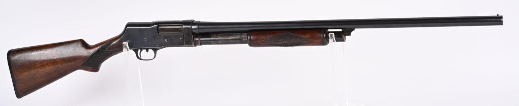 RIVERSIDE ARMS (STEVENS) SLIDE ACTION SHOTGUN: SERIAL 19791. BARREL 28". GAUGE 12. CHAMBER 2 3/4". CHOKE IMP. LOP 13 3/4". Riverside Arms Company was a trade brand used by J. Stevens Arms Company during the period 1914-1929. This gun is basically