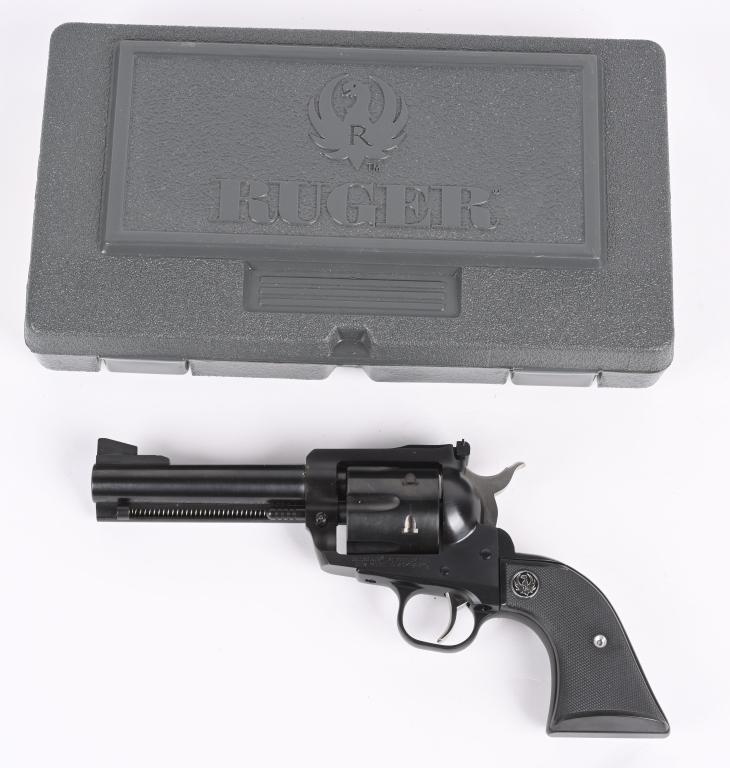 RUGER NEW MODEL BLACKHAWK IN .41 MAGNUM: SERIAL NUMBER: 38-36378. BARREL: 4-3/4". CALIBER: .41 MAGNUM. MANUFACTURED: 2014. Standard round barrel with blade front sight and adjustable u-notch rear. Factory blued finish and checkered plastic g