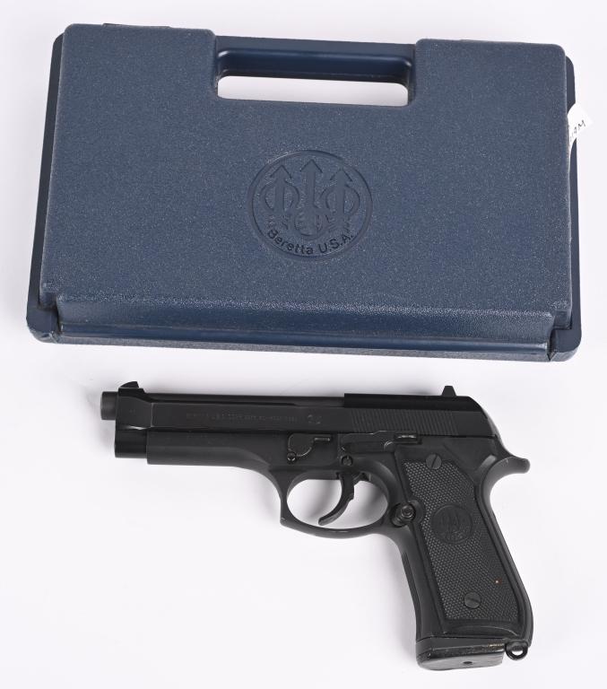 BOXED BERETTA MODEL 96D SEMI AUTO PISTOL: SERIAL BER065919M. BARREL 4 3/4". CALIBER 40 S&W. Basically a 92FS in 40 caliber with matte finish, double action, alloy frame, black grips, and white dot combat sights with two 10 round magazines. Co