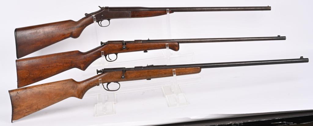 2- BOLT ACTION .22 RIFLES & .28 GAUGE SHOTGUN: 1. IVER JOHNSON MODEL X, SERIAL NUMBER 19720. BARREL 22". CALIBER .22 Short, Long Long Rifle. CONDITION Smooth metal, excellent bore, action works properly, very good wood stock. 2. SPRINGFIELD ARMS N