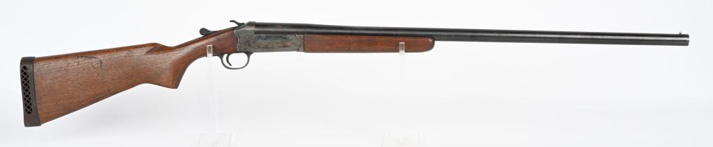 STEVENS MODEL 1078 12 GAUGE TIP UP SHOTGUN: NSN. BARREL 30". CALIBER 12 Gauge. CONDITION Case colors on frame and thin blue finish on barrel. Modified choke. Very good bright bore and crisp action. Good stock with wear and staining. C&R