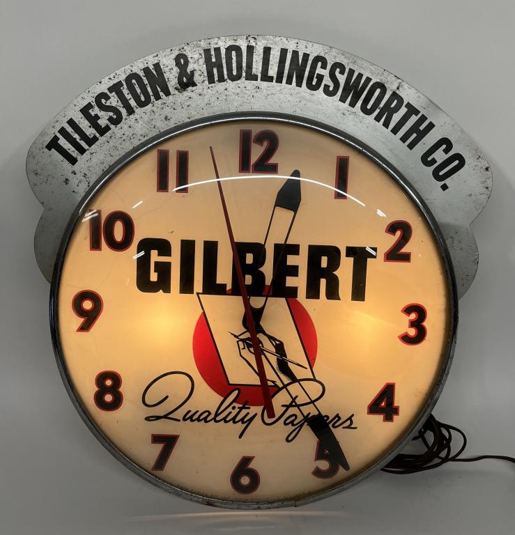 GILBERT PAPERS PAM CLOCK w/ MARQUEE (1 of 2)