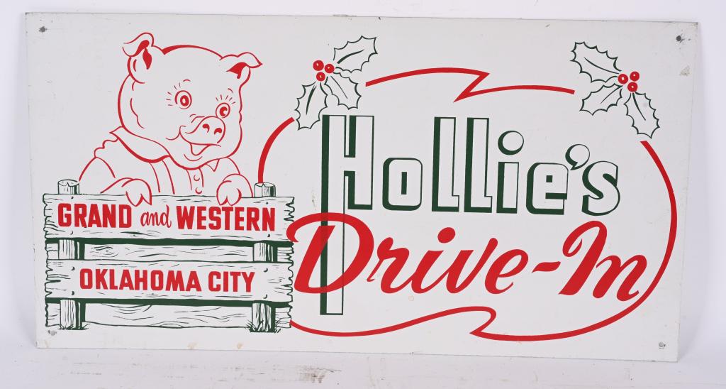 HOLLIE'S DRIVE-IN TIN PIG SIGN (1 of 1)