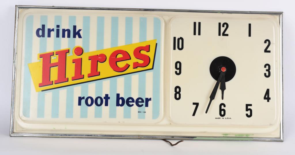 DRINK HIRES ROOT BEER LIGHTUP CLOCK (1 of 2)