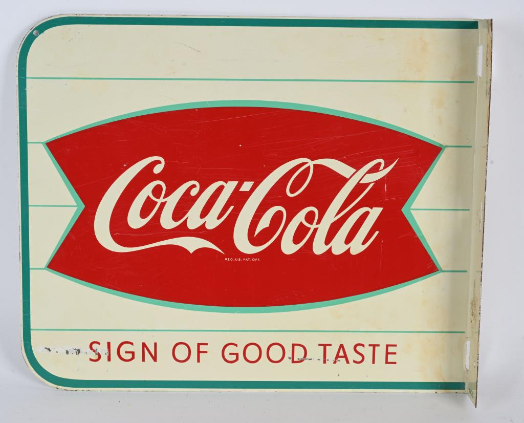 COCA COLA FISHTAIL DS TIN FLANGE SIGN (1 of 3)