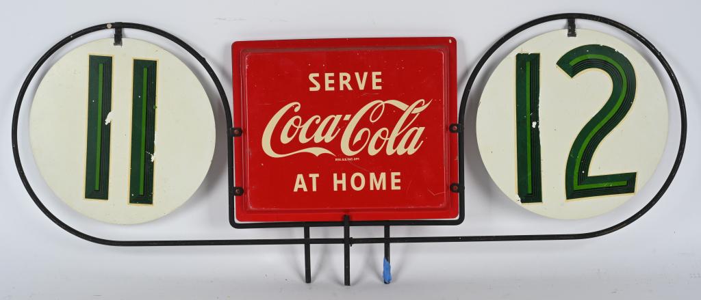 COCA COLA DS TIN RACK SIGN w/ NUMBERS (1 of 2)