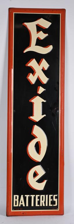 EXIDE BATTERIES EMBOSSED TIN SIGN (1 of 3)