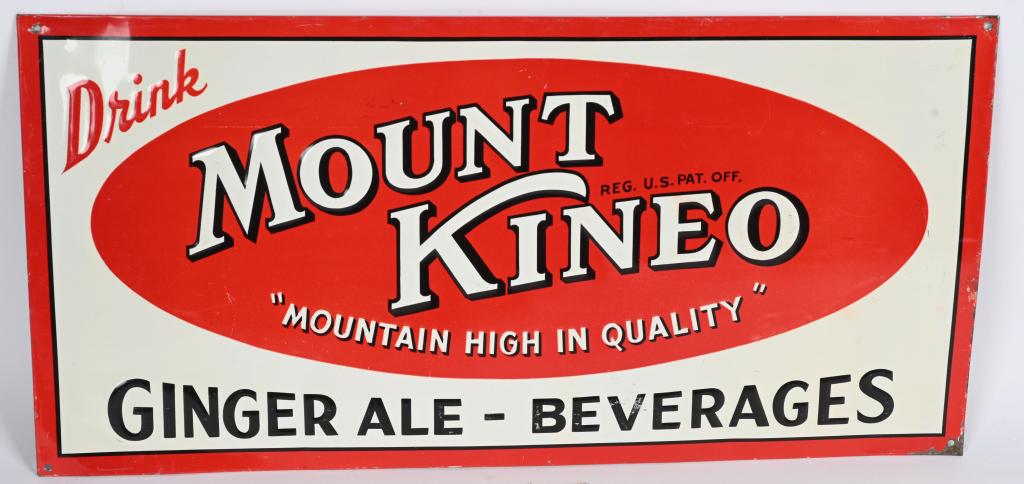 MOUNT KINEO GINGER ALE EMBOSSED TIN SIGN (1 of 2)