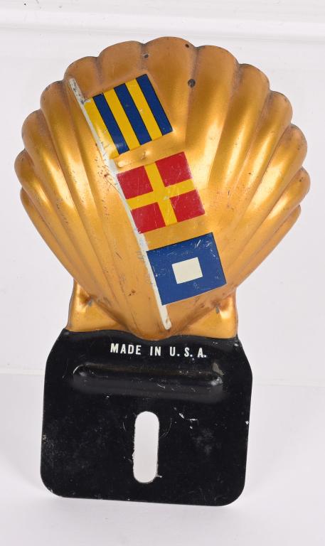 SHELL GASOLINE LICENSE PLATE TOPPER (1 of 2)