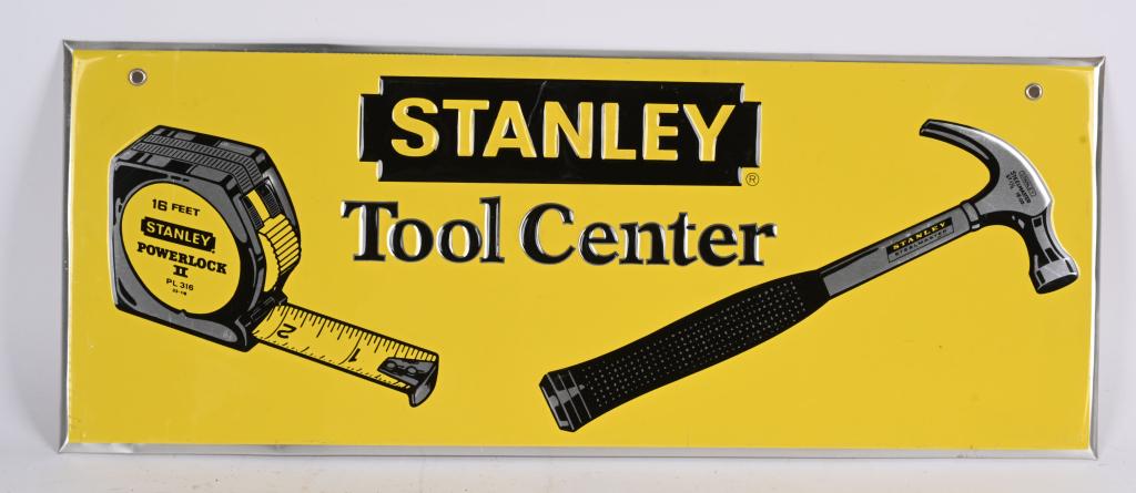 STANLEY TOOL CENTER EMBOSSED TIN SIGN (1 of 2)