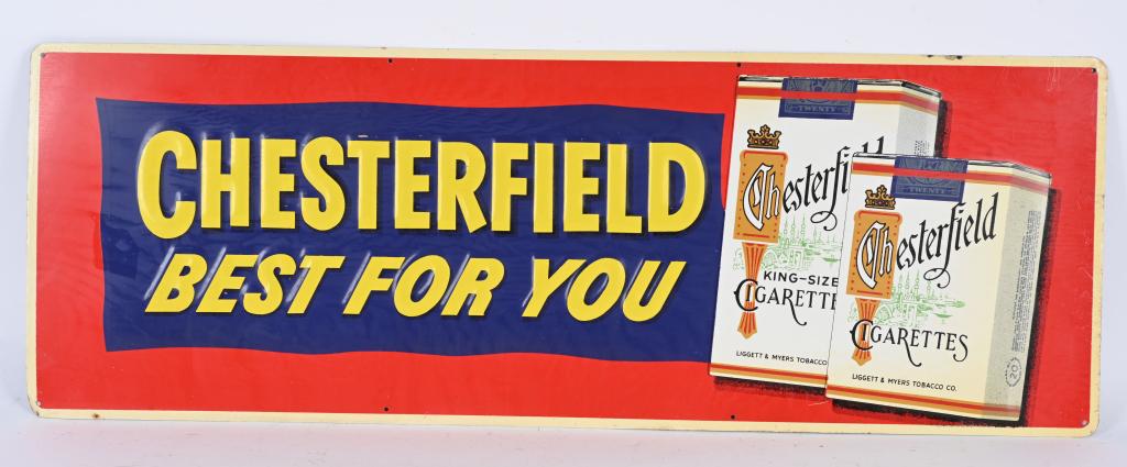 CHESTERFIELD CIGARETTE EMBOSSED TIN SIGN (1 of 2)