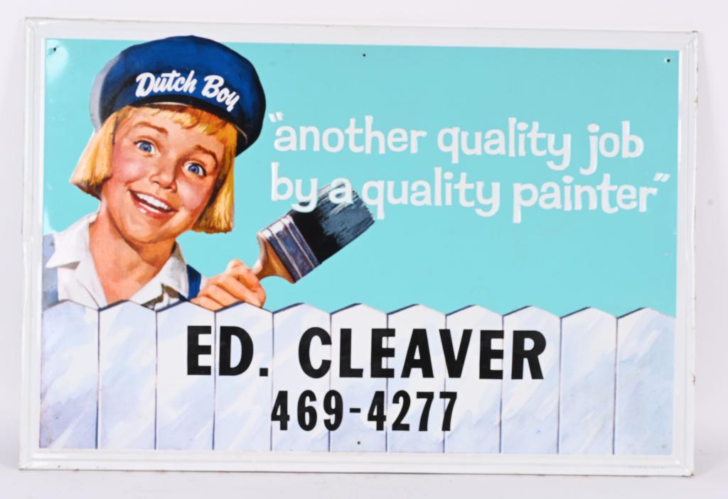 DUTCH BOY PAINTER SELF FRAMED EMBOSSED TIN SIGN (1 of 2)