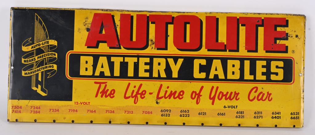 AUTOLITE BATTERY CABLES TIN SIGN (1 of 2)