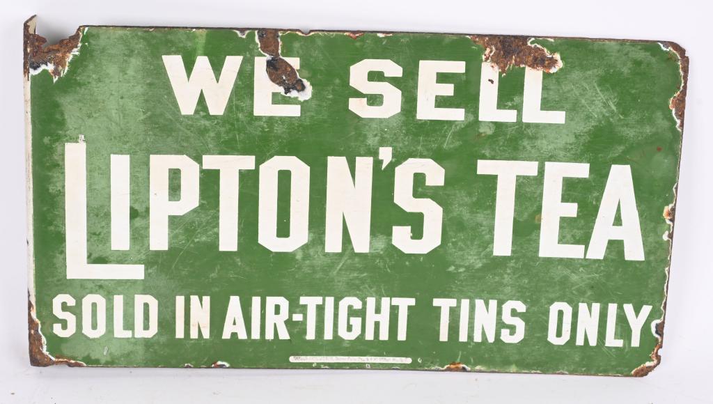 LIPTON'S TEA DS PORCELAIN FLANGE SIGN (1 of 3)
