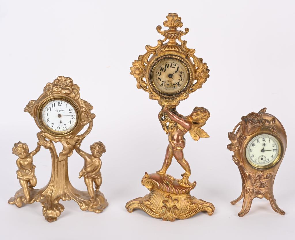 3- ANTIQUE ORNATE BOUDOIR CLOCKS (1 of 5)
