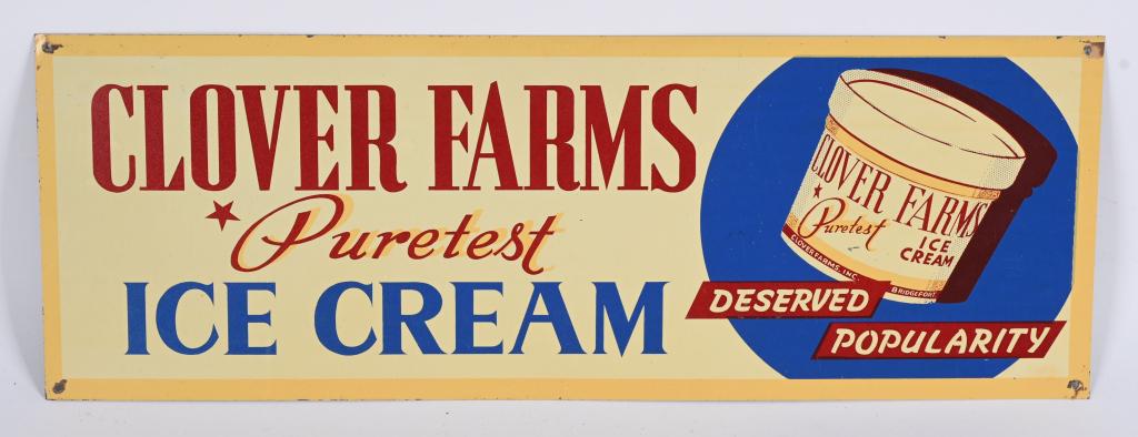 CLOVER FARMS ICE CREAM TIN SIGN (1 of 2)