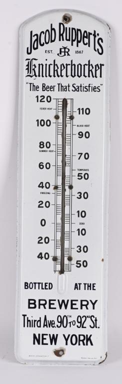 JACOB RUPPERT'S BREWERY PORCELAIN THERMOMETER (1 of 3)