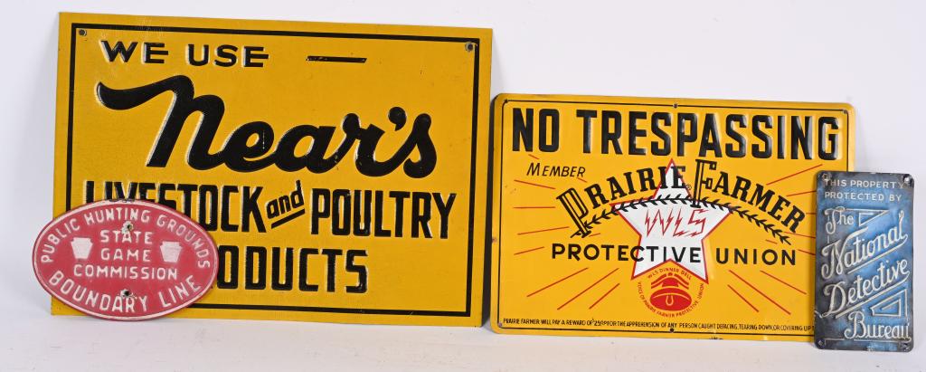 4- VINTAGE TIN FARMER & BUREAU SIGNS (1 of 4)