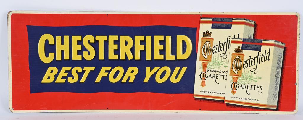 CHESTERFIELD CIGARETTE EMBOSSED TIN SIGN (1 of 2)