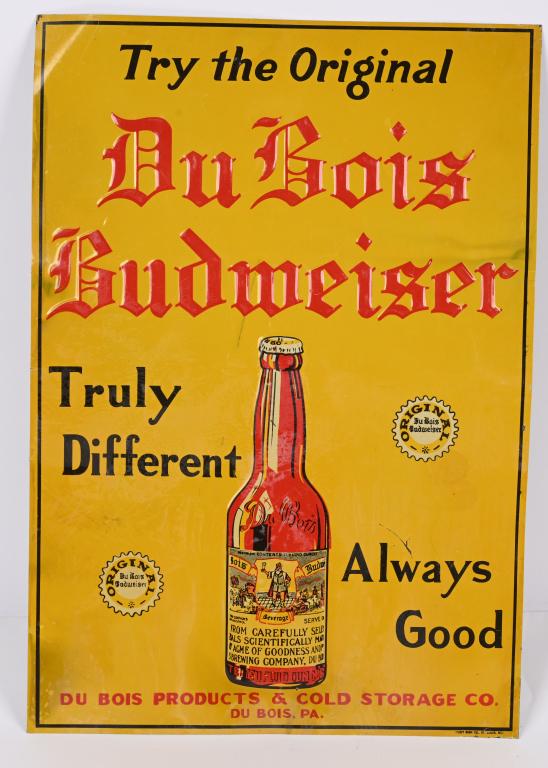 DuBOIS BUDWEISER ENBOSSED TIN SIGN (1 of 2)