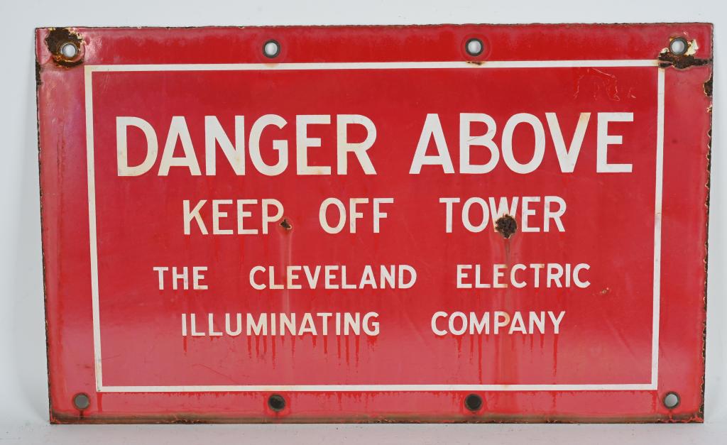 CLEVELAND ELECTRIC DANGER ABOVE PORCELAIN SIGN (1 of 2)