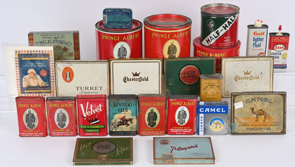 LARGE LOT TOBACCO TINS & MORE (1 of 5)