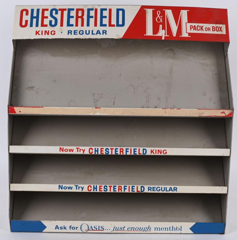 VINTAGE CHESTERFIELD TIN CIGARETTE DISPLAY (1 of 3)