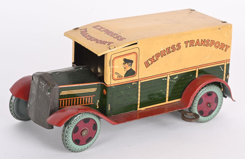WELLS EXPRESS TRANSPORT TIN WINDUP TOY TRUCK (1 of 5)