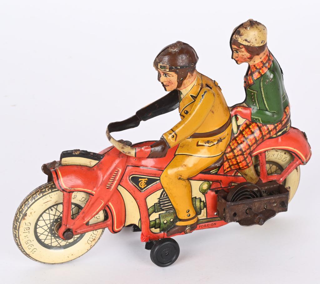 TIPP TIN WINDUP MOTORCYCLE w/ 2 PASSENGERS (1 of 4)