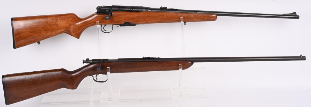 LOT OF 2: SAVAGE 840 AND REMINGTON 41 RIFLES: SERIAL NUMBER: A064518. B. 191806. BARREL: A. 24". B. 28". CALIBER: A. .222 REMINGTON. B. .22 S L LR. MANUFACTURED: A. 1969. B. 1930's. A. Savage/Springfield Model 840. Ramped bade front sight and u-n