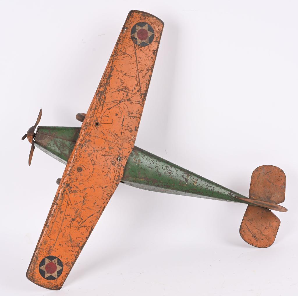 STEELCRAFT PRESSED STEEL ARMY SCOUT PLANE: All original with decent paint and decals. 23" Very Good
