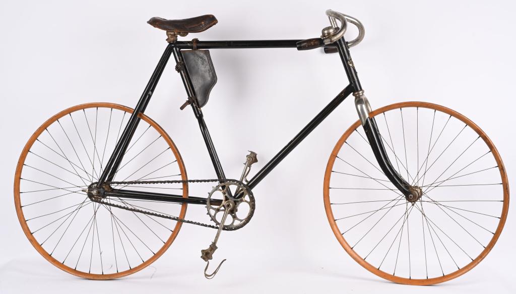 1890s THE FOWLER TRUSS FRAME RACING BICYCLE: Extremely RARE 1890s "The Fowler" Racing Bicycle. Stunning 100% original example in wonderful condition. This was Fowler's most expensive model built for Racing. It has the classic Fowler truss frame,