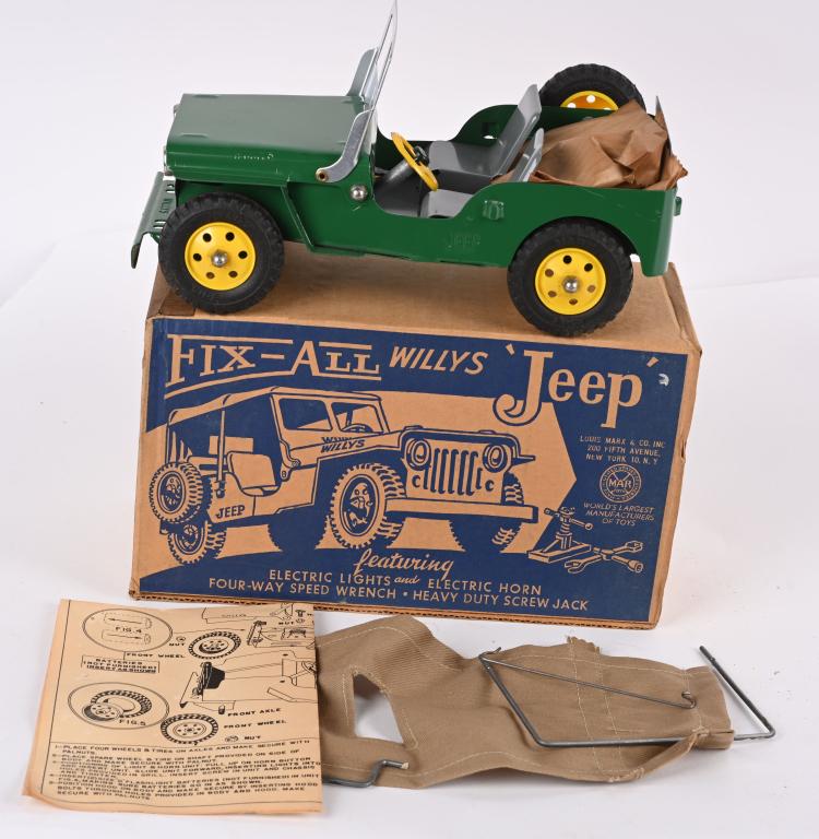 MARX FIX-ALL WILLYS JEEP w/ BOX: New Old Stock with Box. 11" Excellent